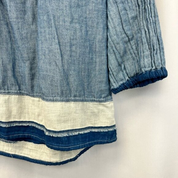 Dylan Womens Peasant Top Multicolor Long Sleeve V Neck Pintuck Blouse Boho XS - Picture 7 of 10